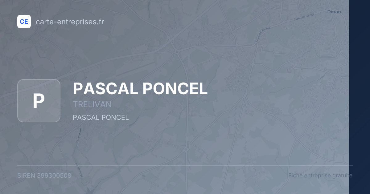 PASCAL PONCEL — 399300508 — fiche entreprise