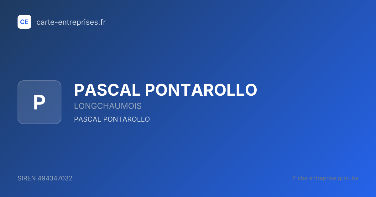PASCAL PONTAROLLO — 494347032 — fiche entreprise