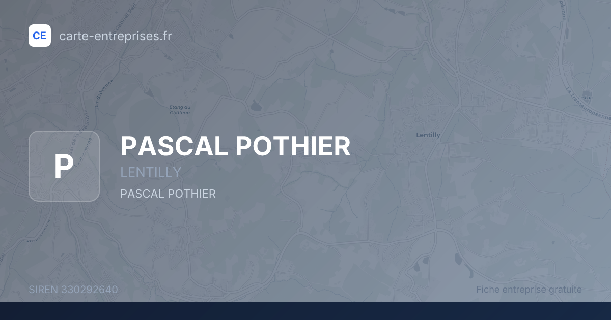PASCAL POTHIER — 330292640 — fiche entreprise