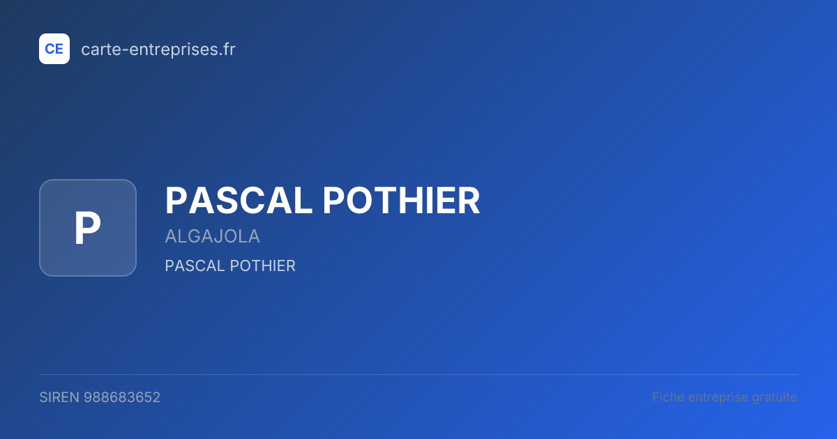 PASCAL POTHIER — 988683652 — fiche entreprise