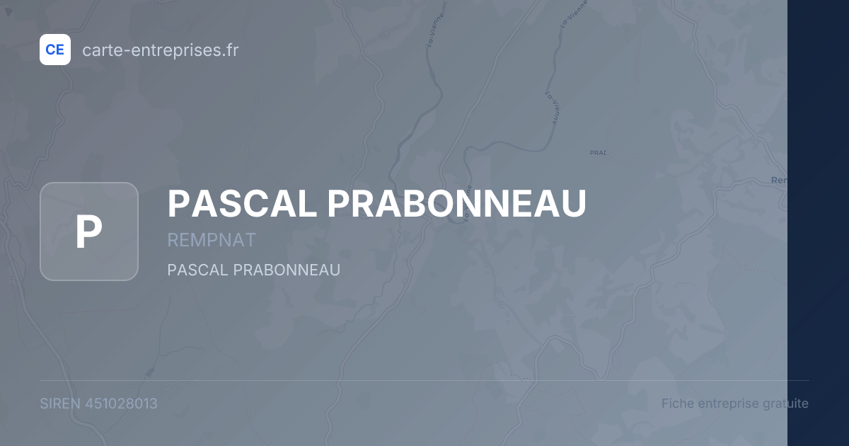 PASCAL PRABONNEAU — 451028013 — fiche entreprise