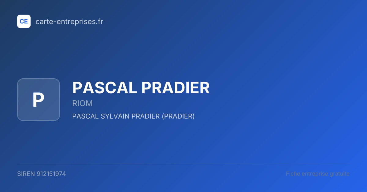 PASCAL PRADIER — 912151974 — fiche entreprise