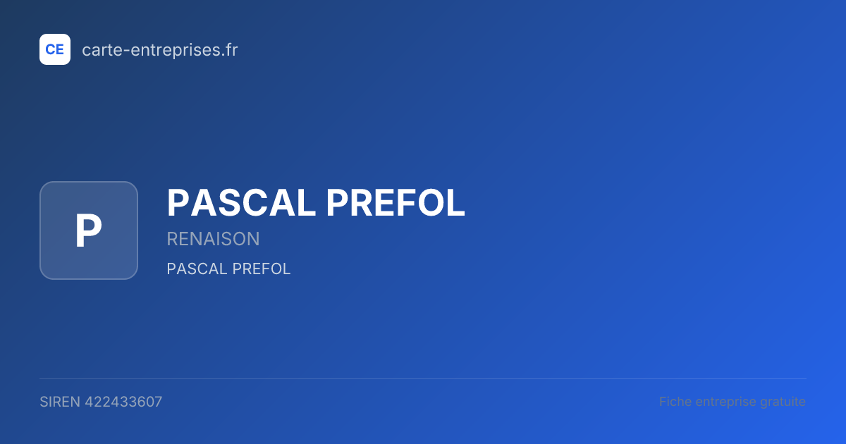 PASCAL PREFOL — 422433607 — fiche entreprise
