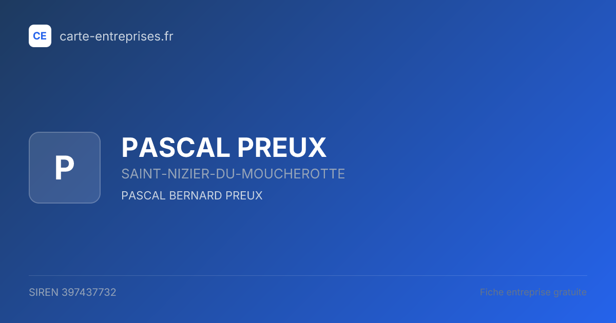 PASCAL PREUX — 397437732 — fiche entreprise