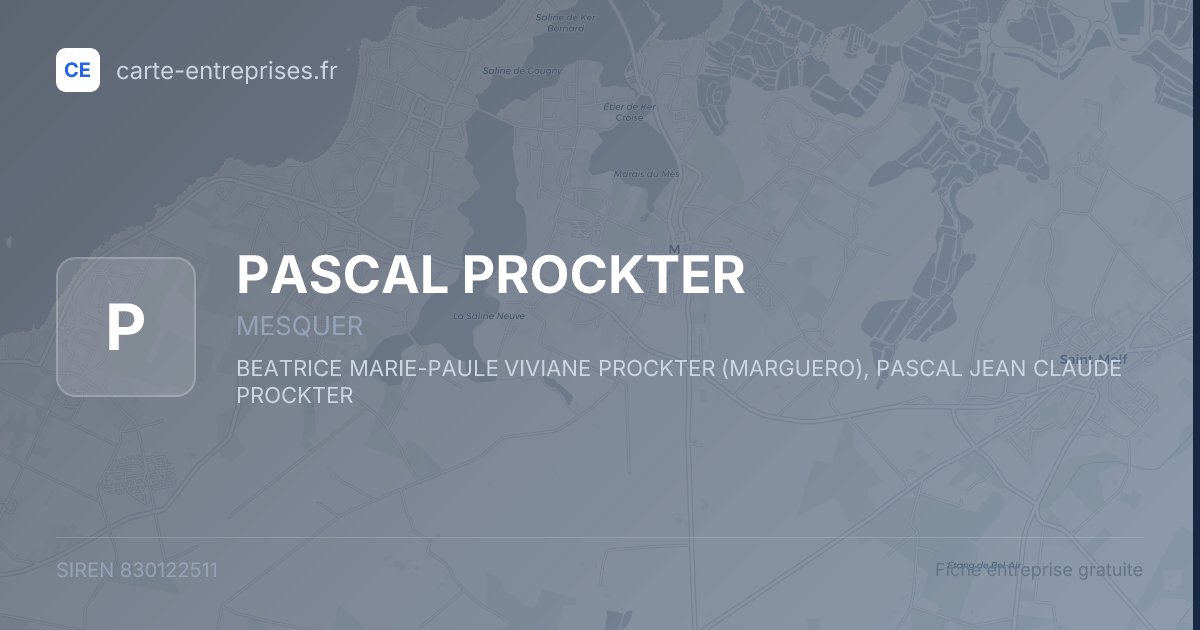 PASCAL PROCKTER — 830122511 — fiche entreprise