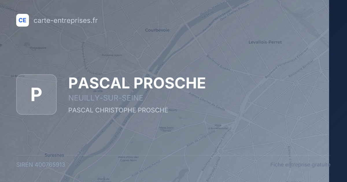 PASCAL PROSCHE — 400765913 — fiche entreprise