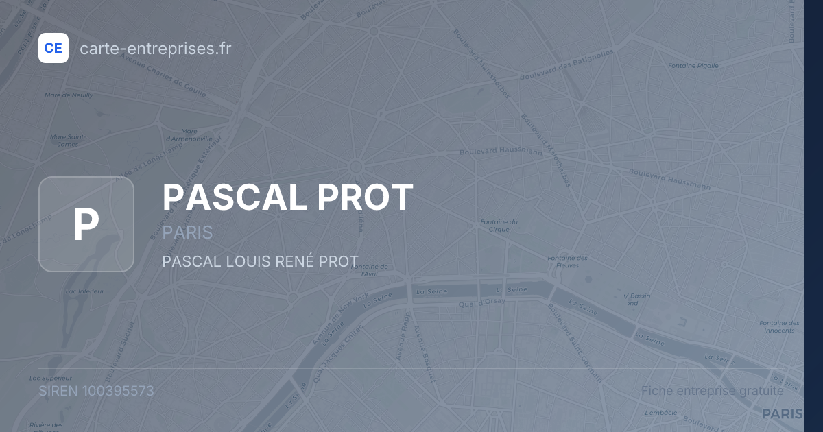 PASCAL PROT — 100395573 — fiche entreprise