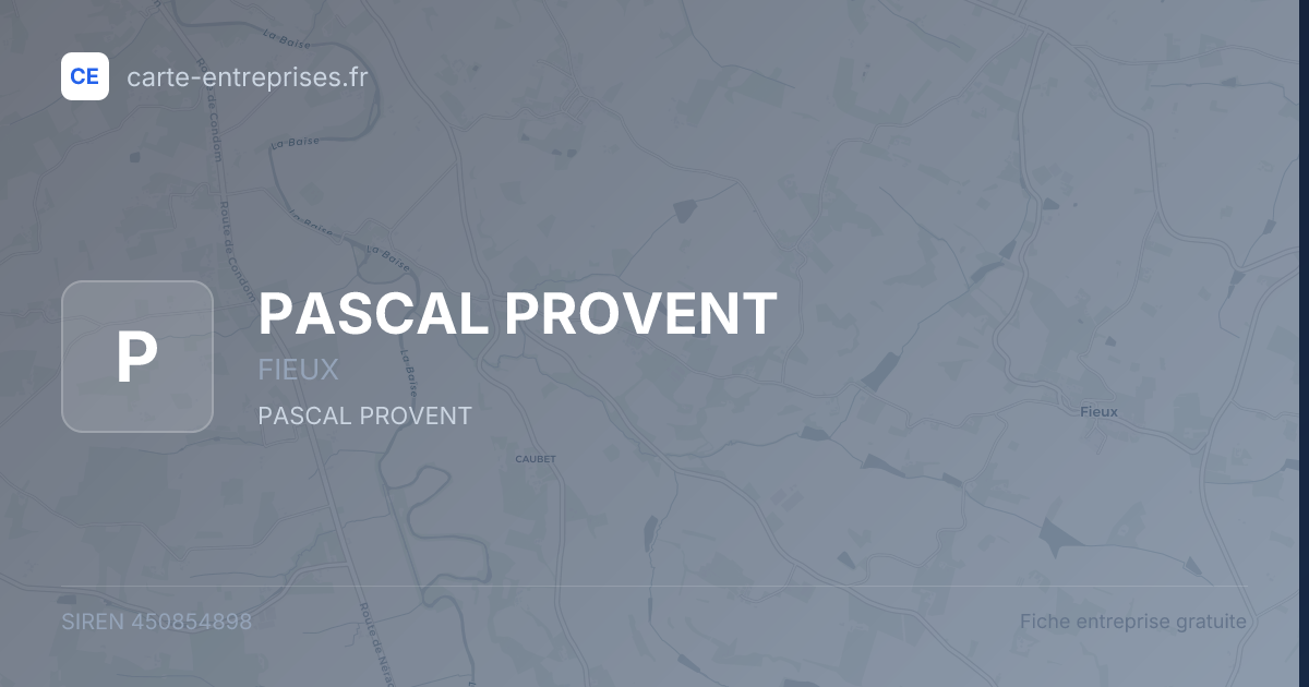 PASCAL PROVENT — 450854898 — fiche entreprise