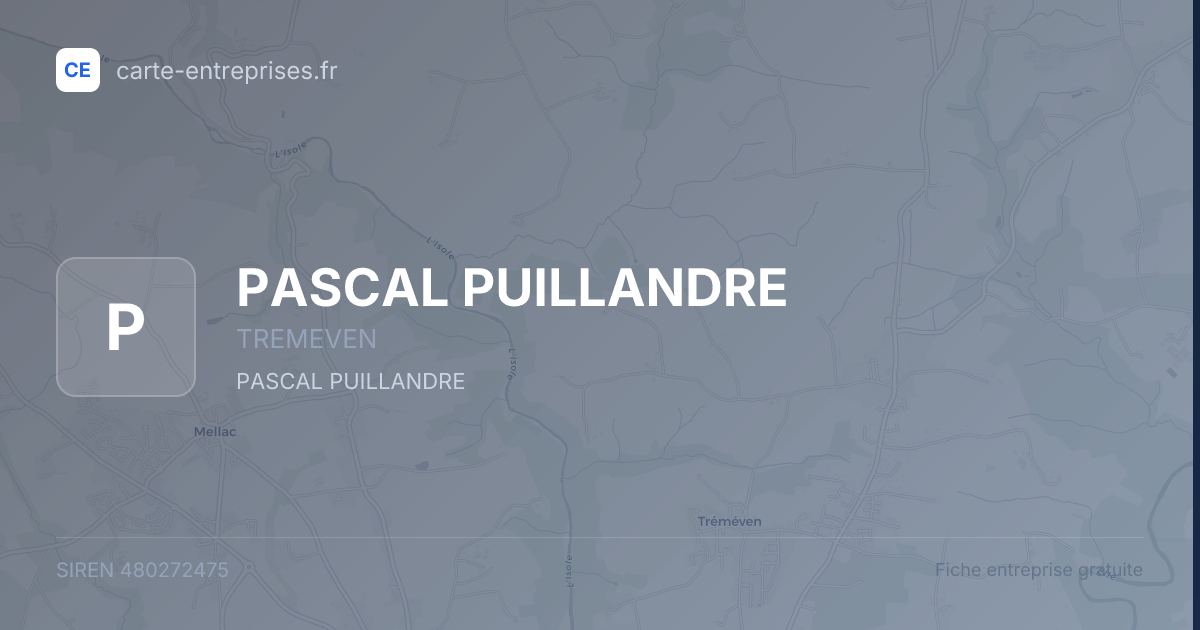 PASCAL PUILLANDRE — 480272475 — fiche entreprise
