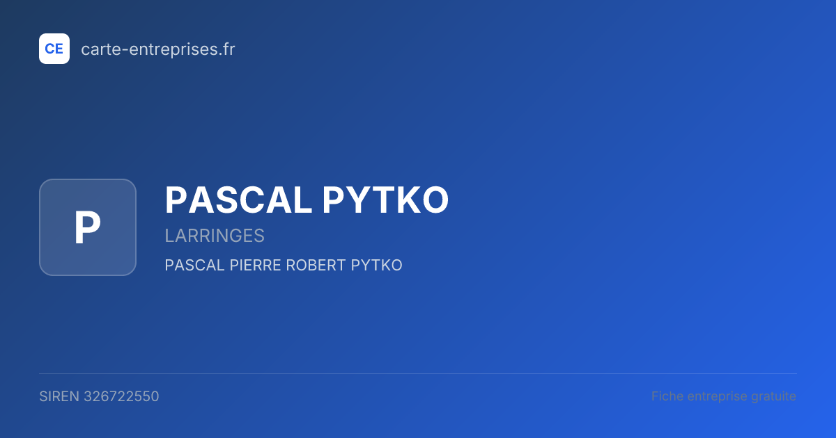 PASCAL PYTKO — 326722550 — fiche entreprise