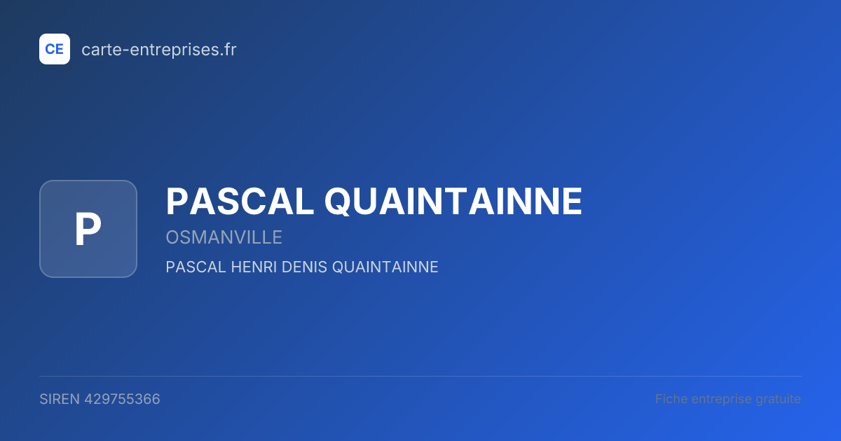 PASCAL QUAINTAINNE — 429755366 — fiche entreprise