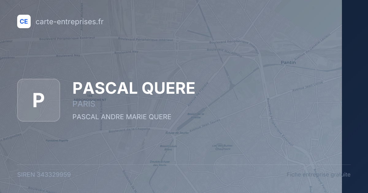 PASCAL QUERE — 343329959 — fiche entreprise