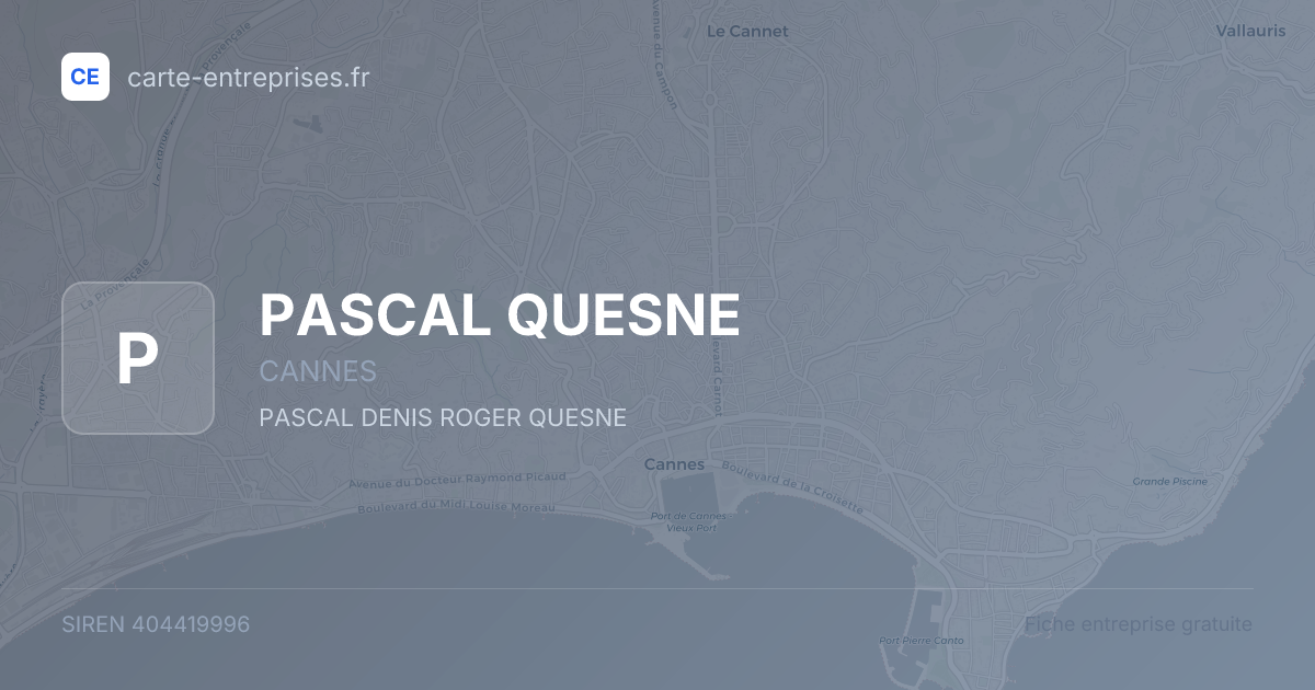 PASCAL QUESNE — 404419996 — fiche entreprise