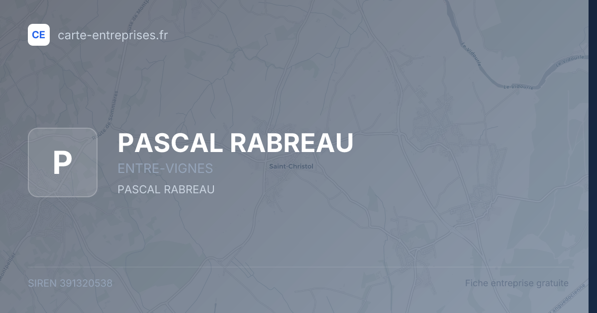 PASCAL RABREAU — 391320538 — fiche entreprise
