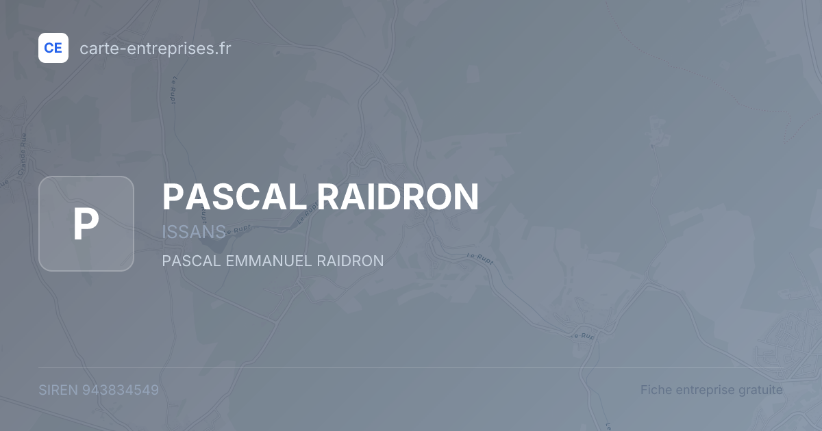 PASCAL RAIDRON — 943834549 — fiche entreprise