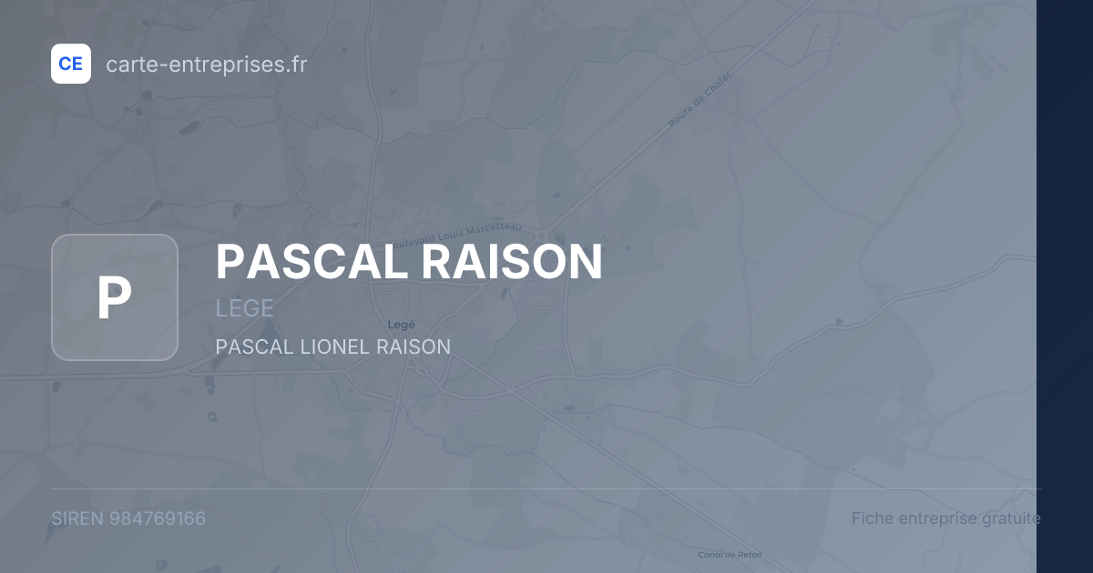 PASCAL RAISON — 984769166 — fiche entreprise