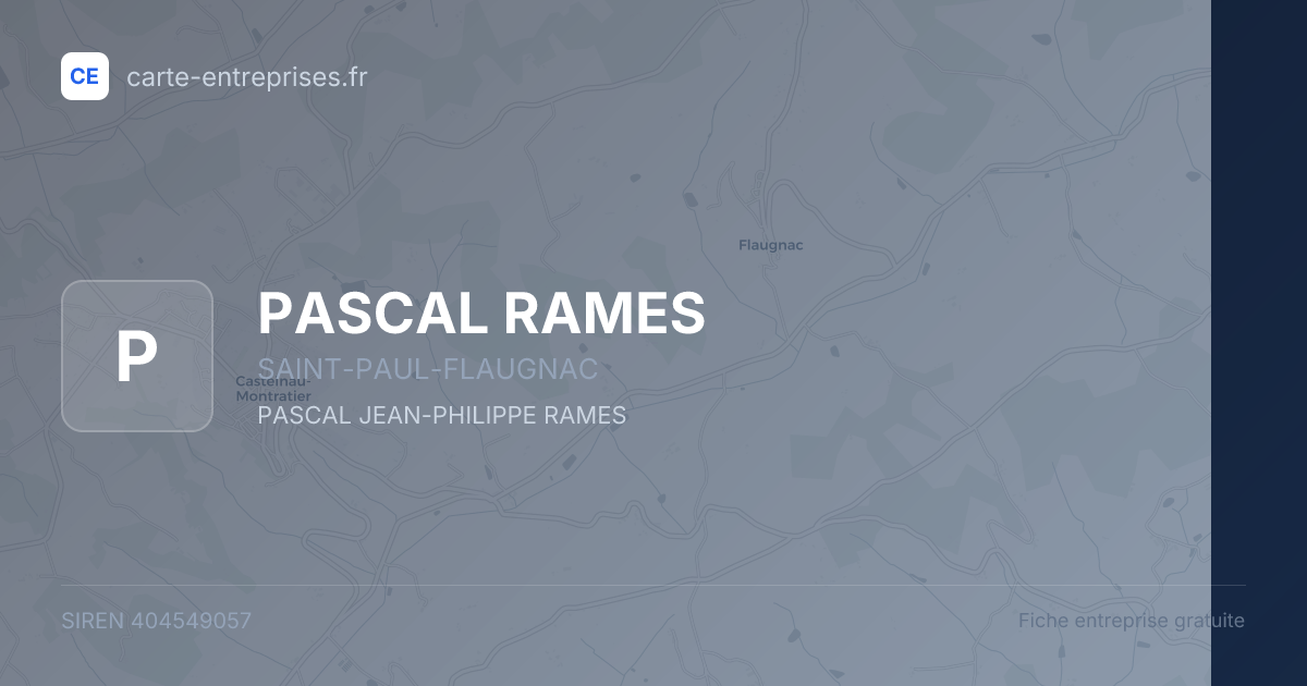 PASCAL RAMES — 404549057 — fiche entreprise