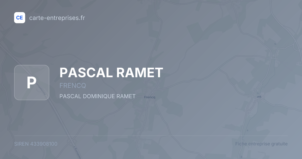 PASCAL RAMET — 433908100 — fiche entreprise