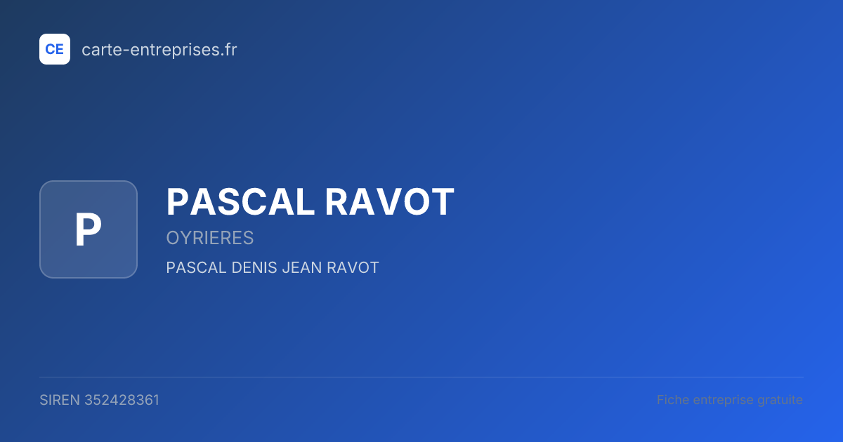 PASCAL RAVOT — 352428361 — fiche entreprise