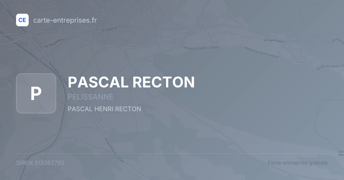 PASCAL RECTON — 313262792 — fiche entreprise