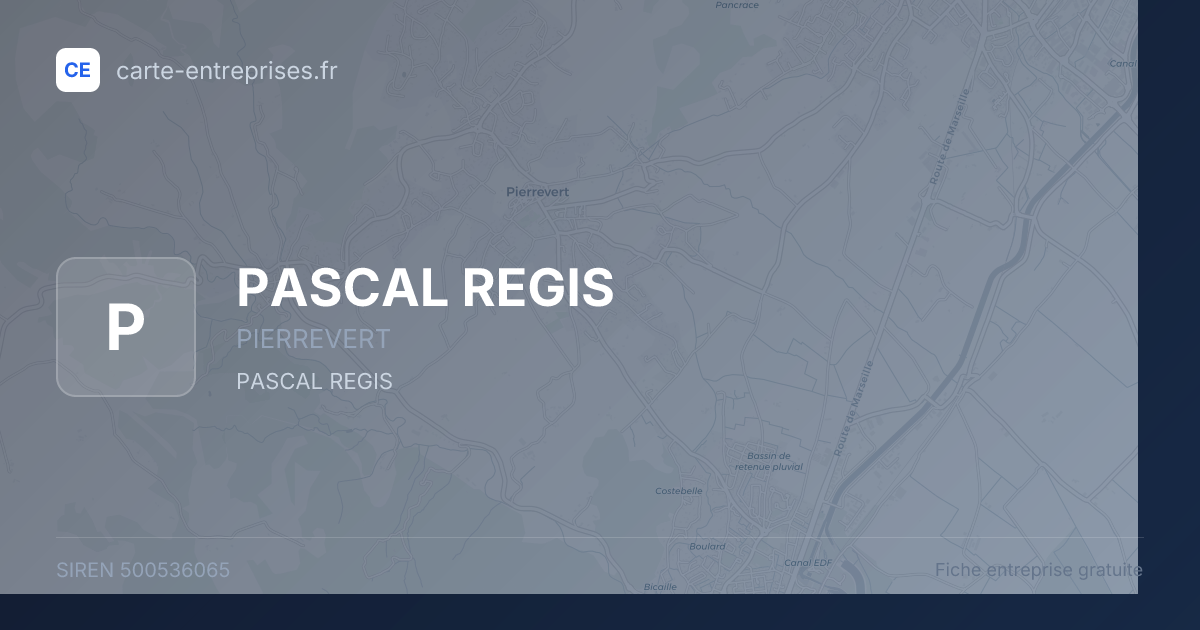 PASCAL REGIS — 500536065 — fiche entreprise