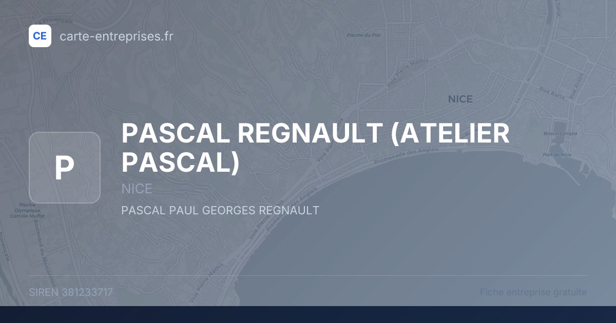 PASCAL REGNAULT (ATELIER PASCAL) — 381233717 — fiche entreprise