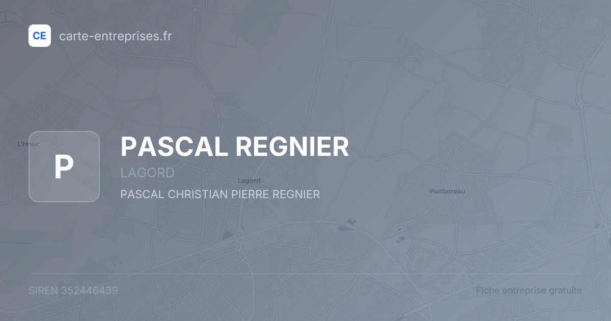 PASCAL REGNIER — 352446439 — fiche entreprise