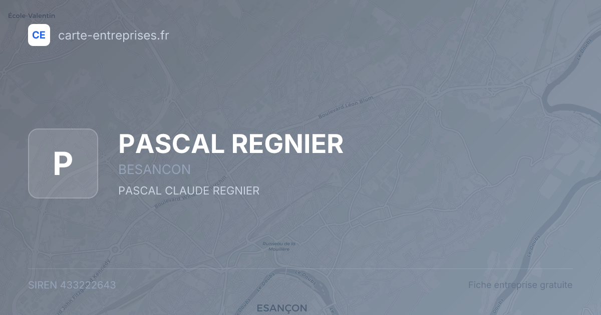 PASCAL REGNIER — 433222643 — fiche entreprise