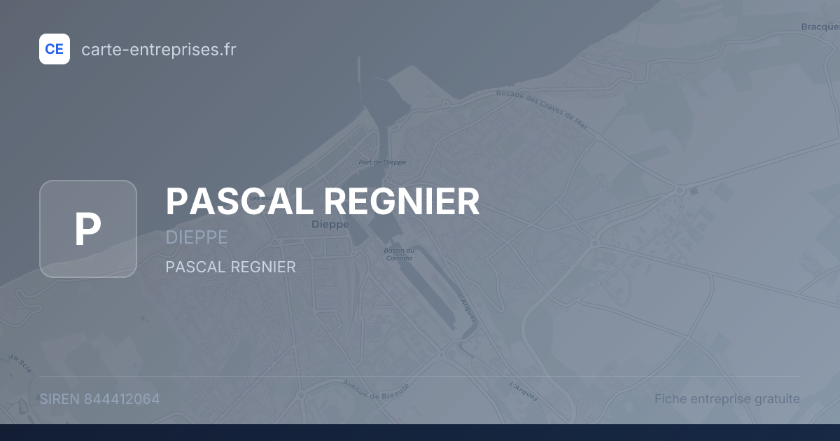 PASCAL REGNIER — 844412064 — fiche entreprise