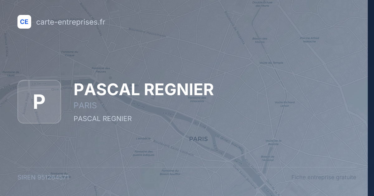 PASCAL REGNIER — 951264571 — fiche entreprise