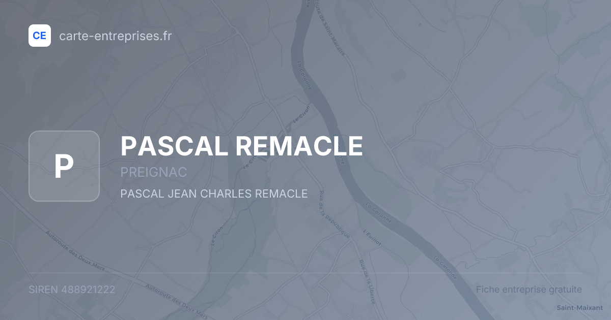 PASCAL REMACLE — 488921222 — fiche entreprise