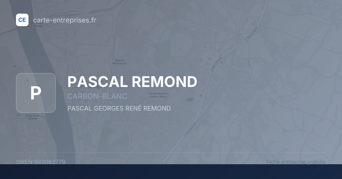 PASCAL REMOND — 983062779 — fiche entreprise
