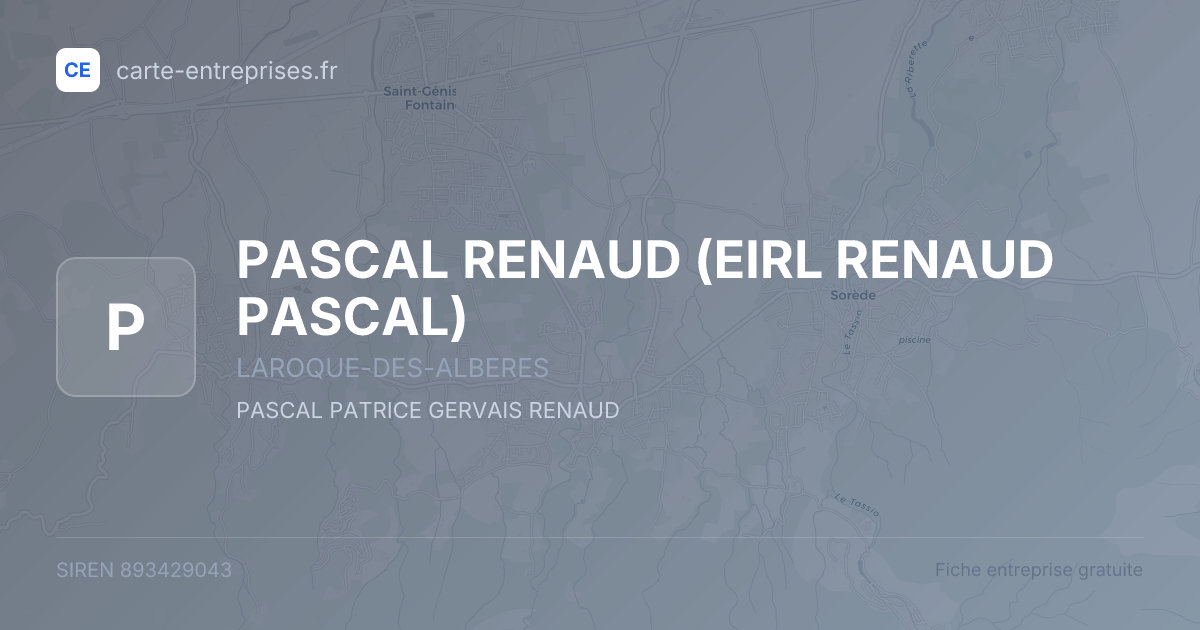 PASCAL RENAUD (EIRL RENAUD PASCAL) — 893429043 — fiche entreprise
