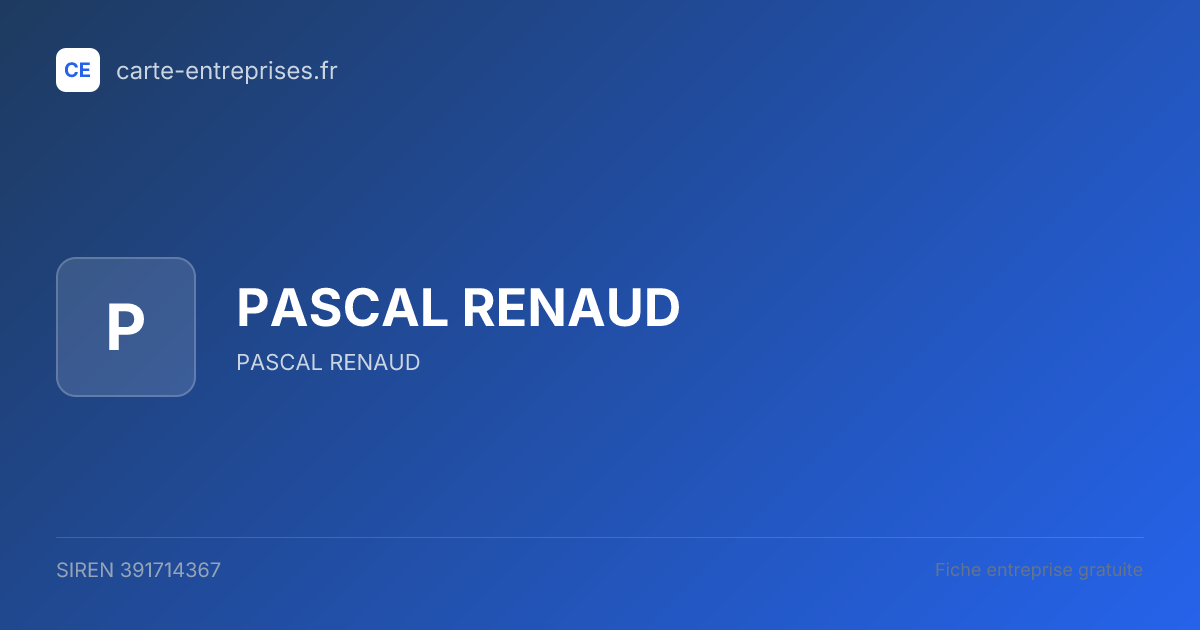 PASCAL RENAUD — 391714367 — fiche entreprise