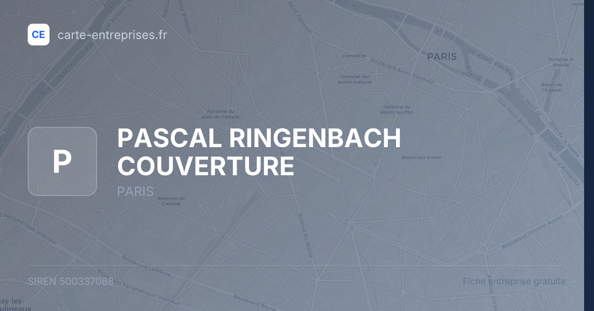 PASCAL RINGENBACH COUVERTURE — 500337068 — fiche entreprise