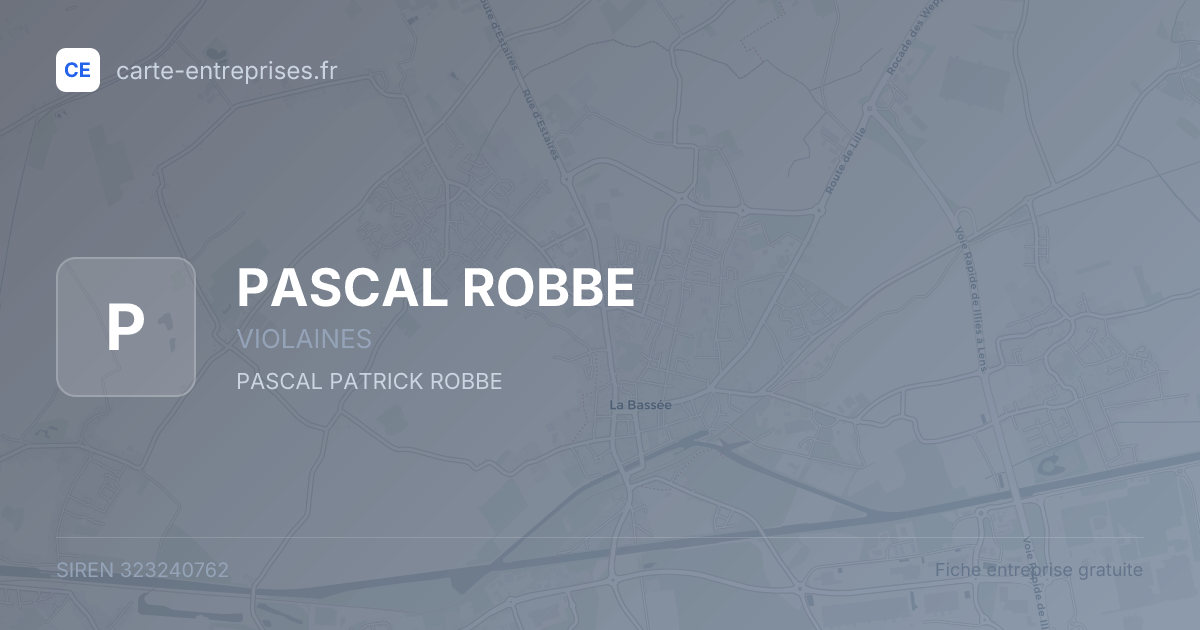 PASCAL ROBBE — 323240762 — fiche entreprise