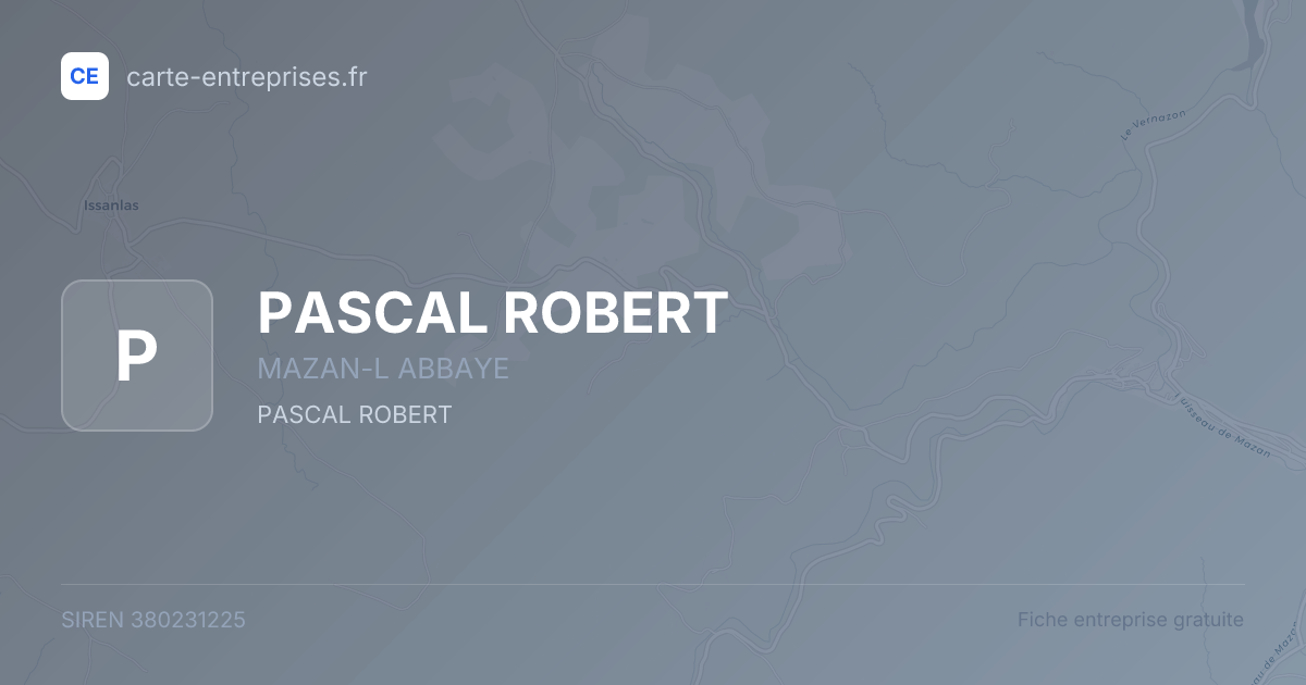 PASCAL ROBERT — 380231225 — fiche entreprise