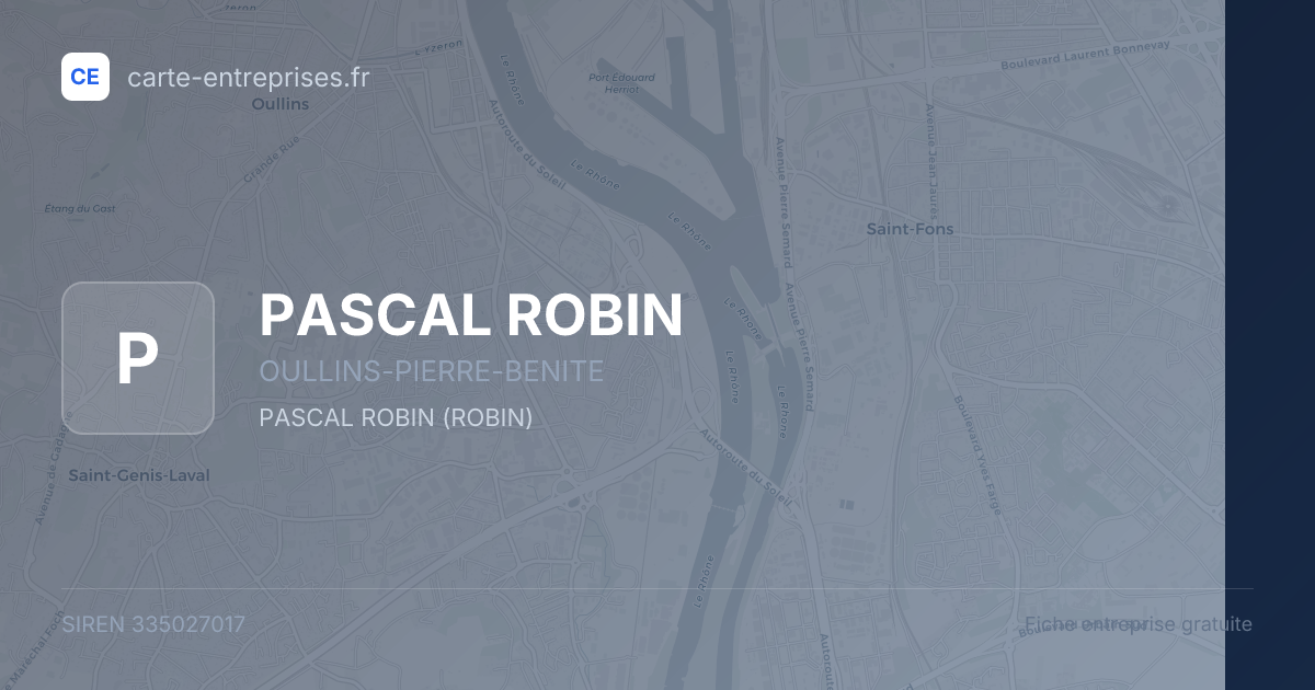 PASCAL ROBIN — 335027017 — fiche entreprise