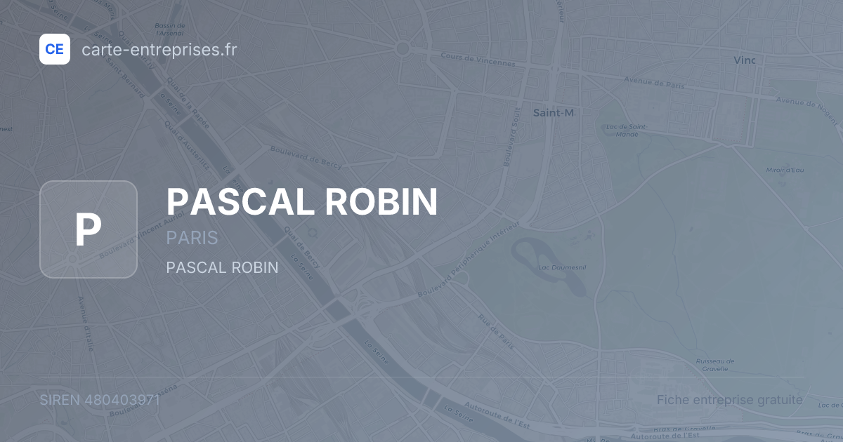 PASCAL ROBIN — 480403971 — fiche entreprise