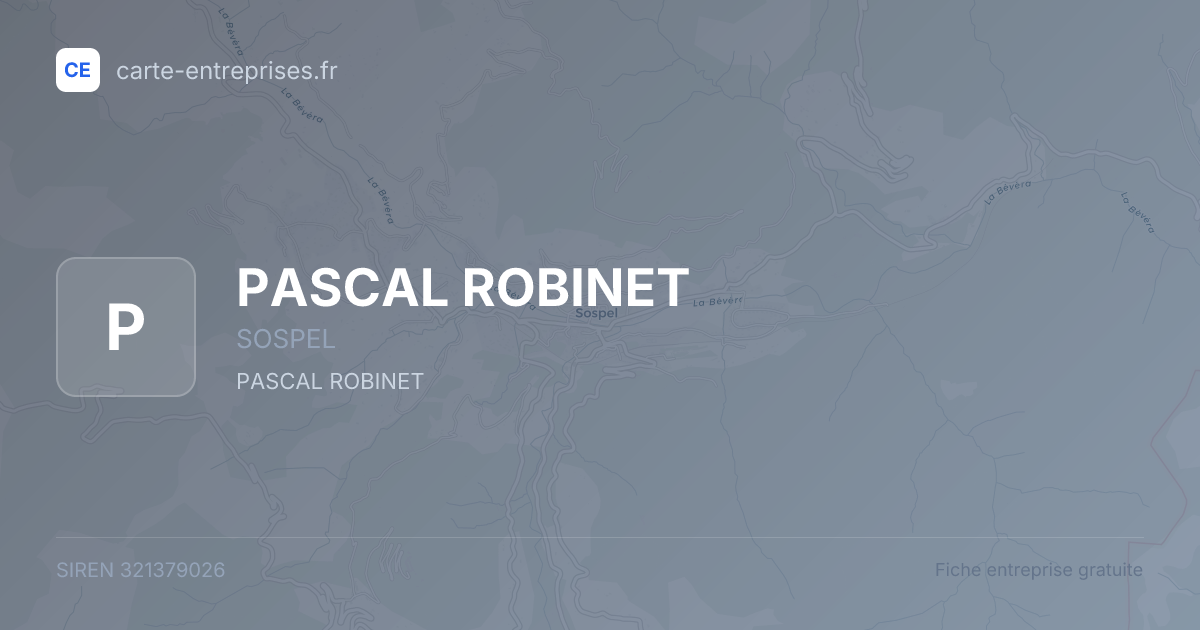 PASCAL ROBINET — 321379026 — fiche entreprise