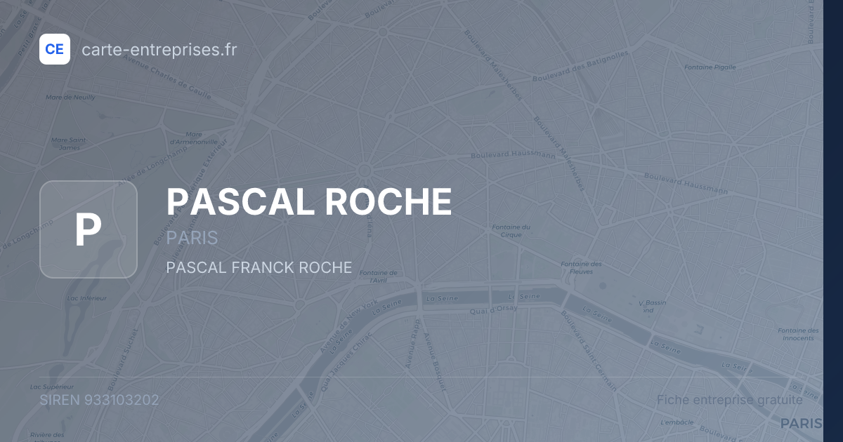 PASCAL ROCHE — 933103202 — fiche entreprise