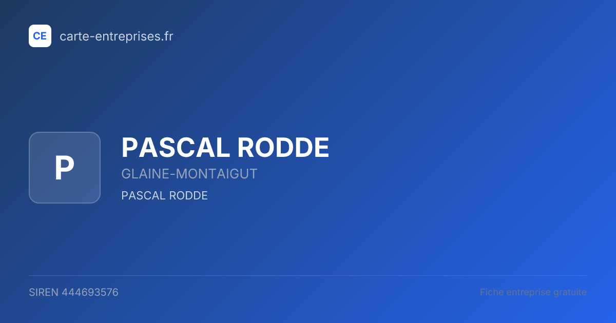 PASCAL RODDE — 444693576 — fiche entreprise