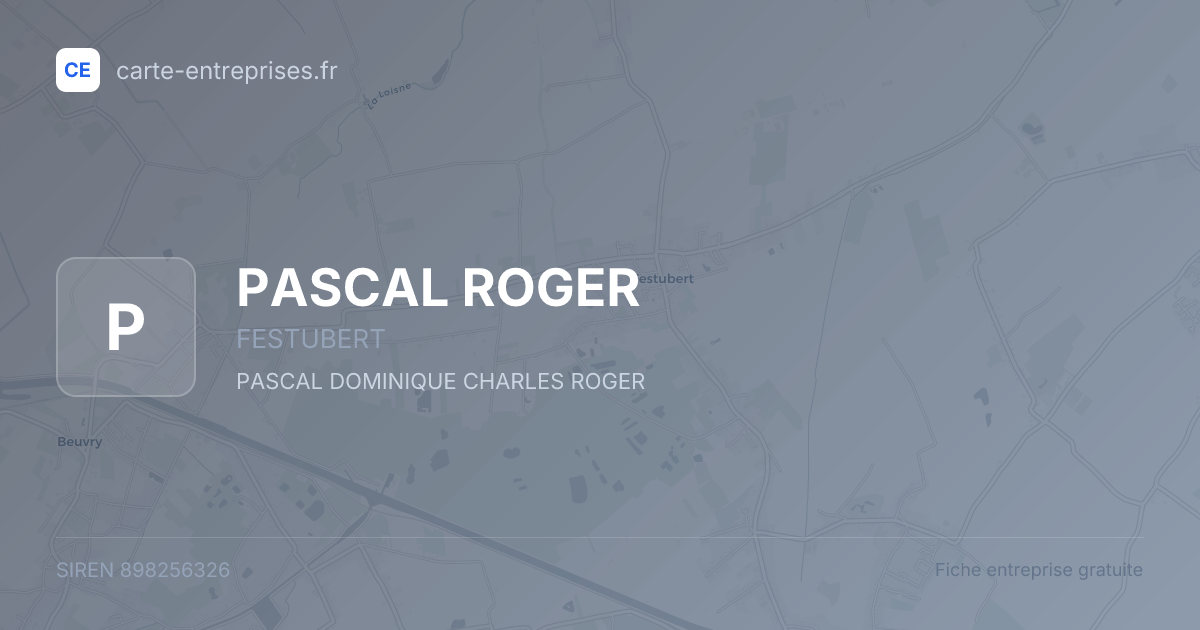 PASCAL ROGER — 898256326 — fiche entreprise