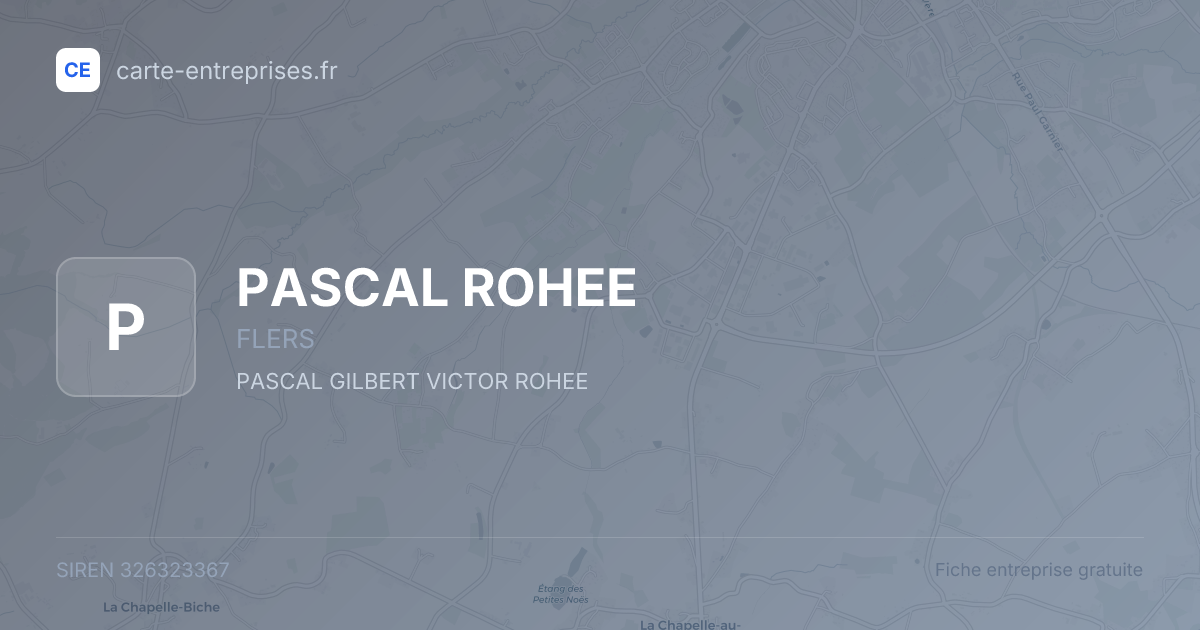 PASCAL ROHEE — 326323367 — fiche entreprise
