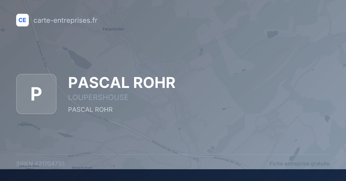 PASCAL ROHR — 421704735 — fiche entreprise