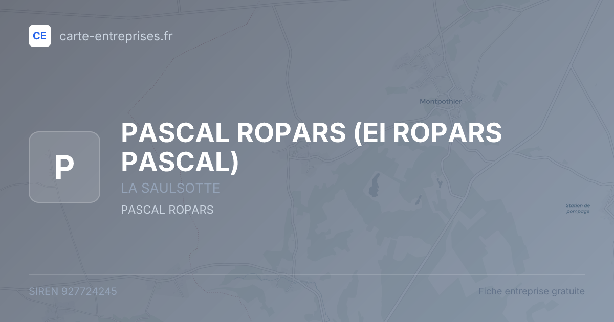 PASCAL ROPARS (EI ROPARS PASCAL) — 927724245 — fiche entreprise