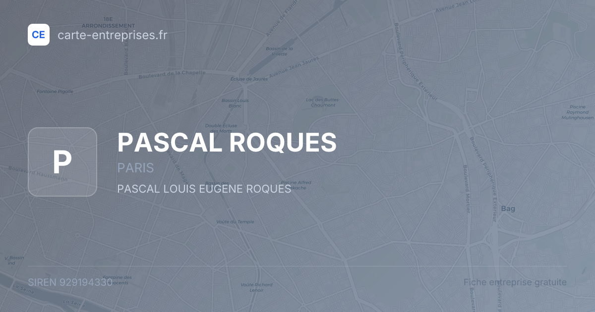 PASCAL ROQUES — 929194330 — fiche entreprise