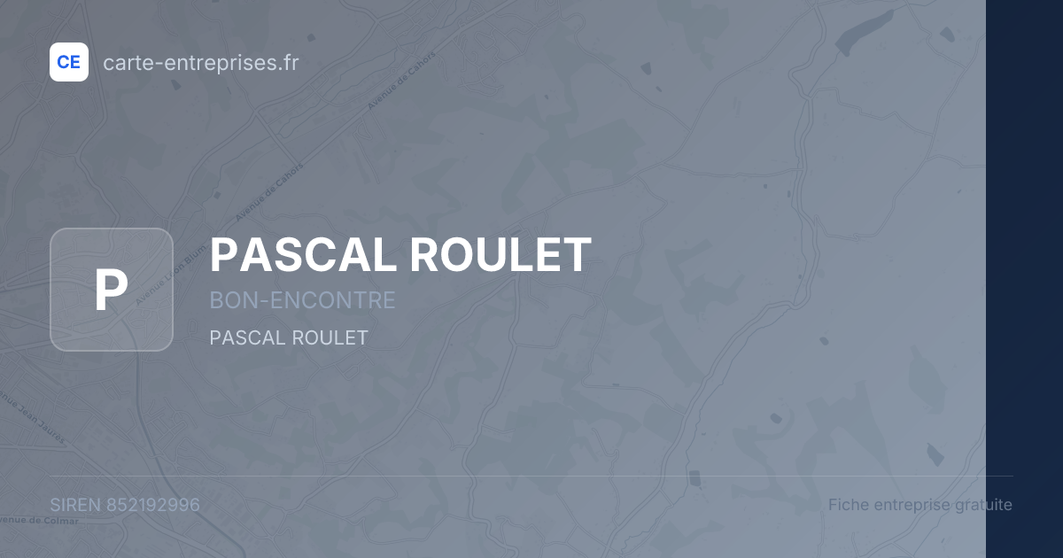 PASCAL ROULET — 852192996 — fiche entreprise