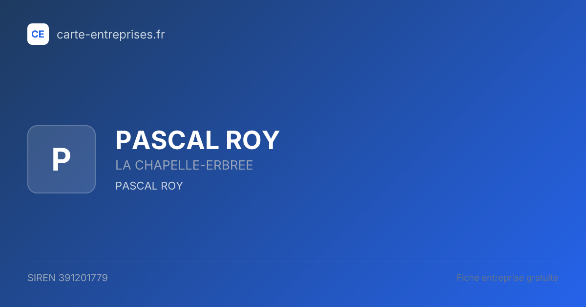 PASCAL ROY — 391201779 — fiche entreprise