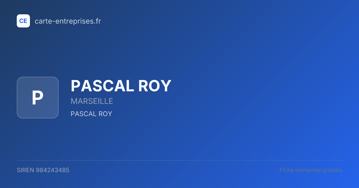 PASCAL ROY — 984243485 — fiche entreprise